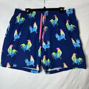 Chubbies Swim Trunks Men 2x Blue Rooster Fowl Play Swim‎ Trunks Shorts